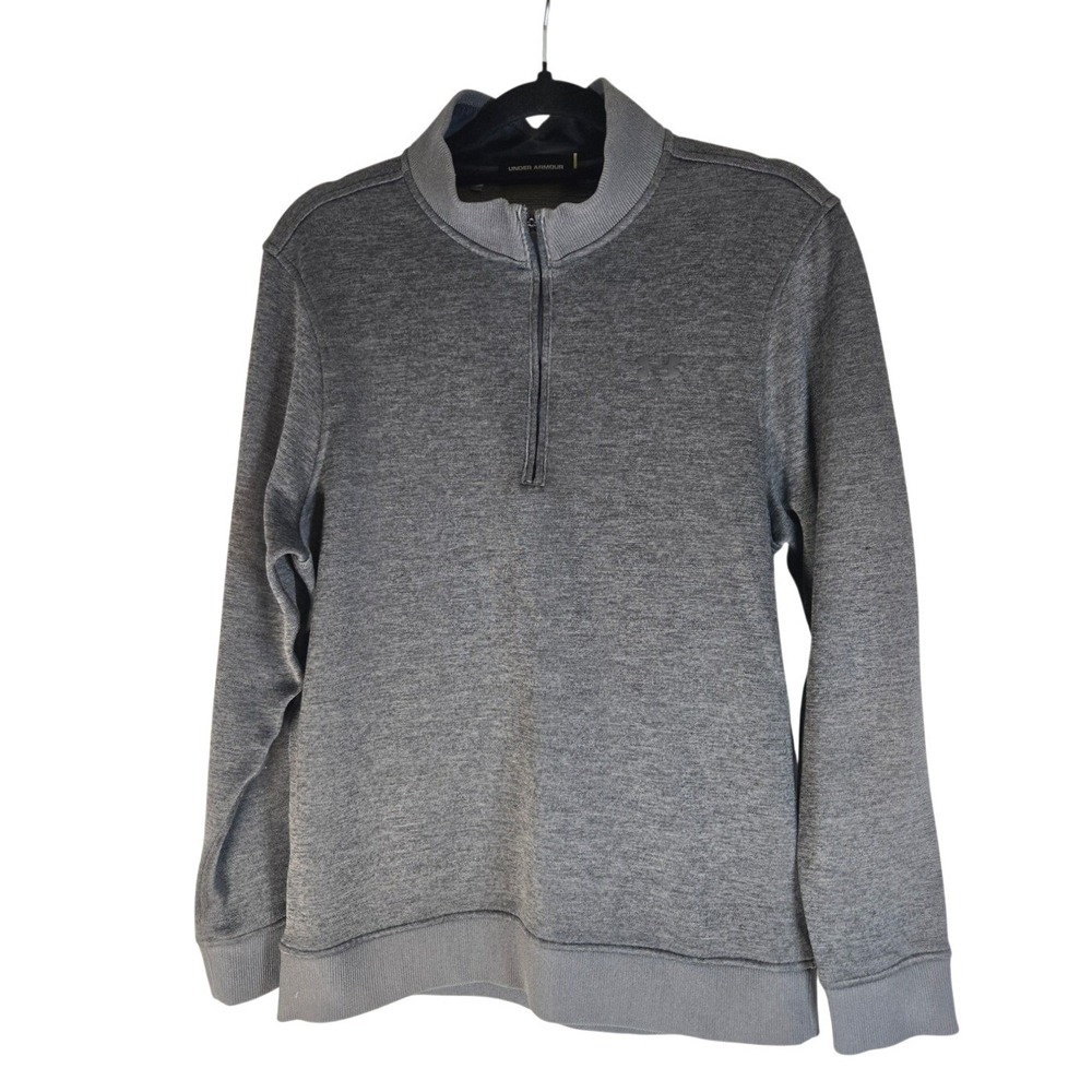 Under Armour Men Heather Gray 1/4 Zip Fleece Pullover‎ Mock Neck Size Medium